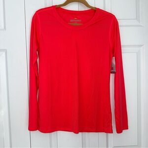 NWT Hanes Women's Sport cool High Visibility Coral Long Sleeve Top Size Medium